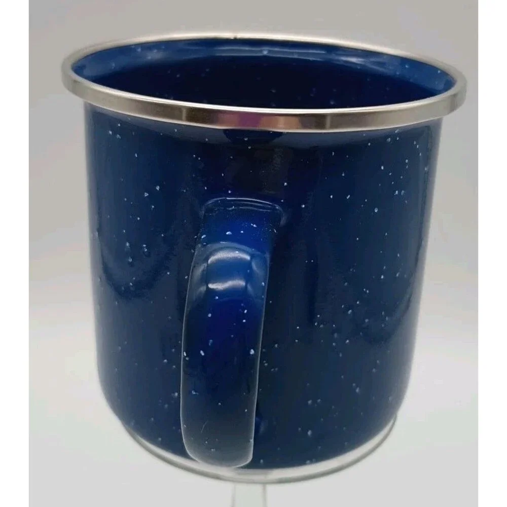 Large Blue Enamel Mug For Picnic Camping Durable For Hot or Cold Drink